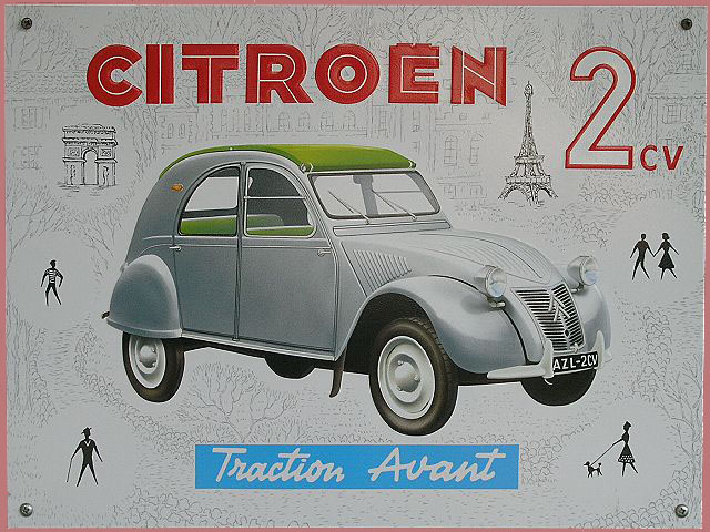 2cv metal sign / 2pk muurblik